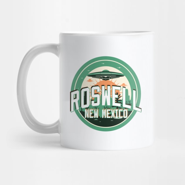 Roswell New Mexico Retro Spaceship Logo by LostOnTheTrailSupplyCo